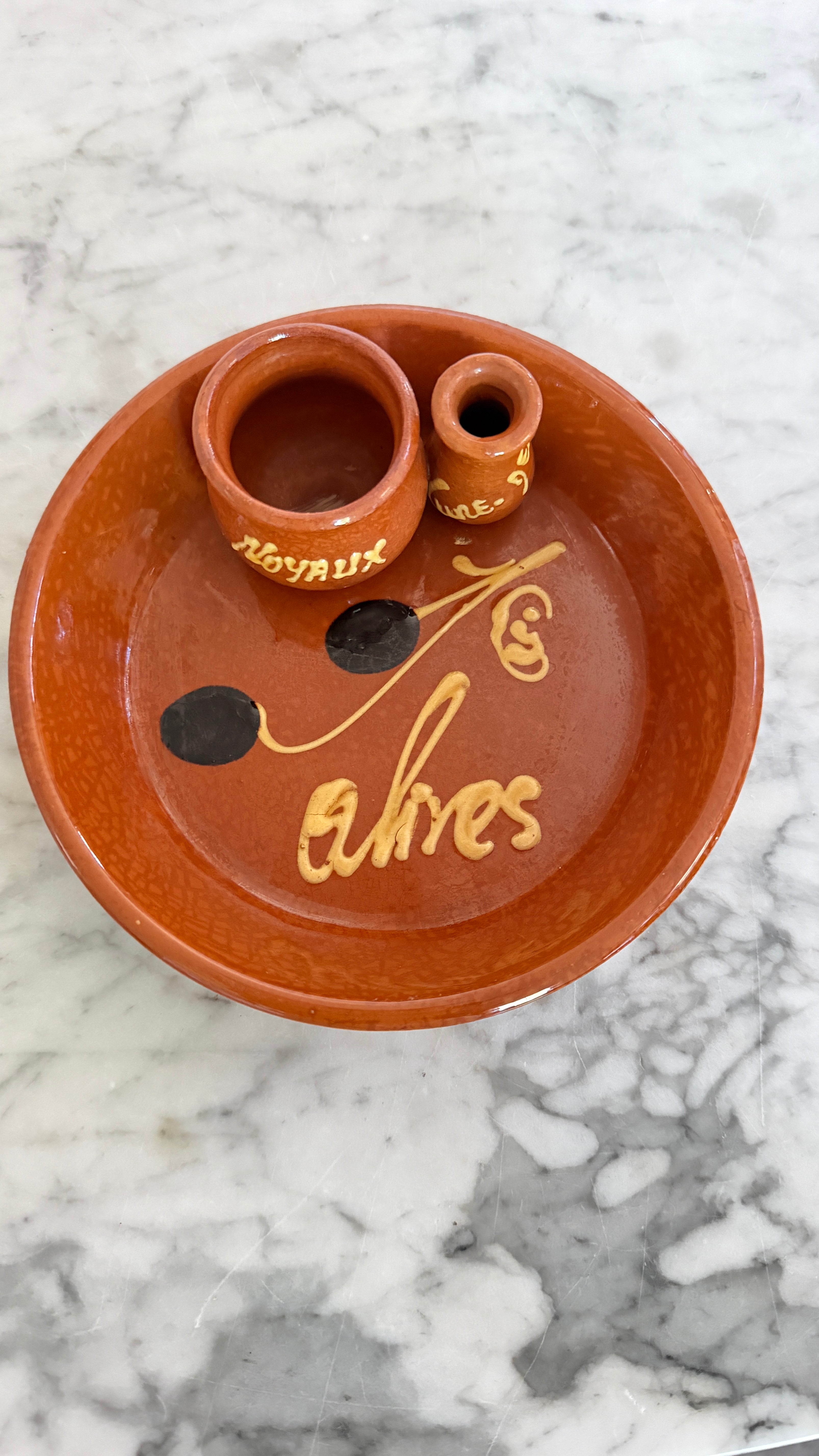 French Olive Plate – “Noyaux, Cure-Dents, Olive”