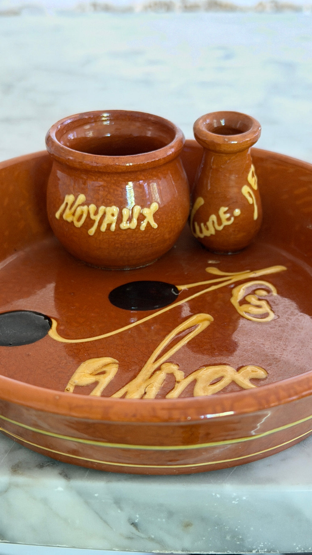 French Olive Plate – “Noyaux, Cure-Dents, Olive”